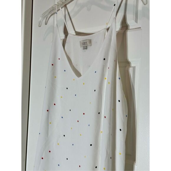 Ann Taylor LOFT white polka dot top size L - Picture 2 of 6